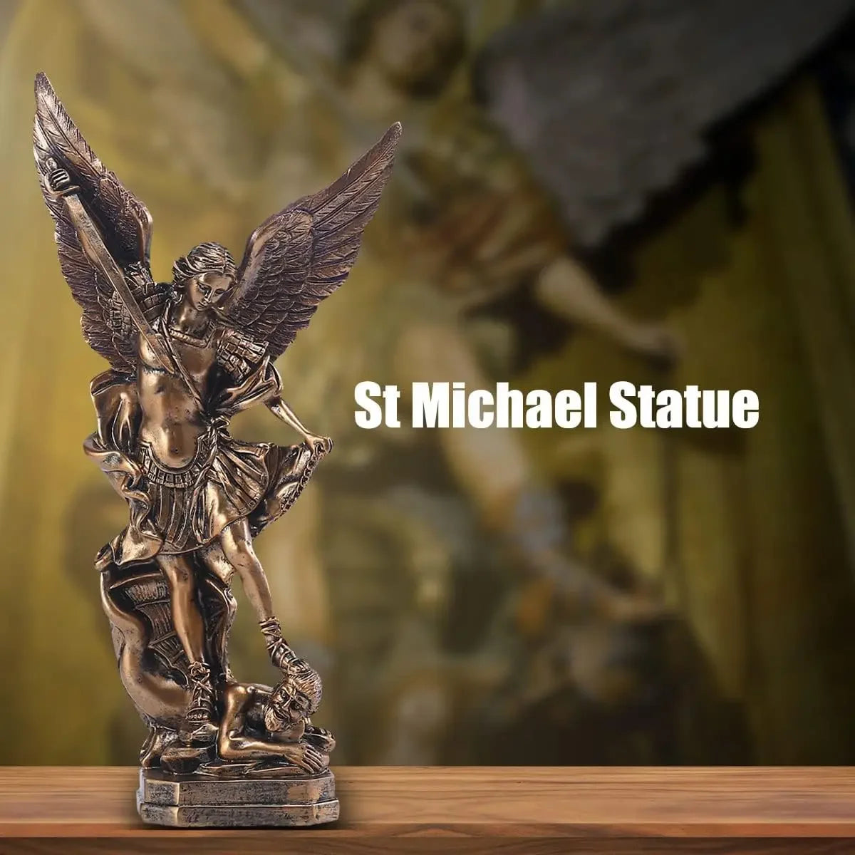 Arch Angel Michael Statue Spiritual Protection, Divine Protection, Handcrafted St. Michael Guardian Statue