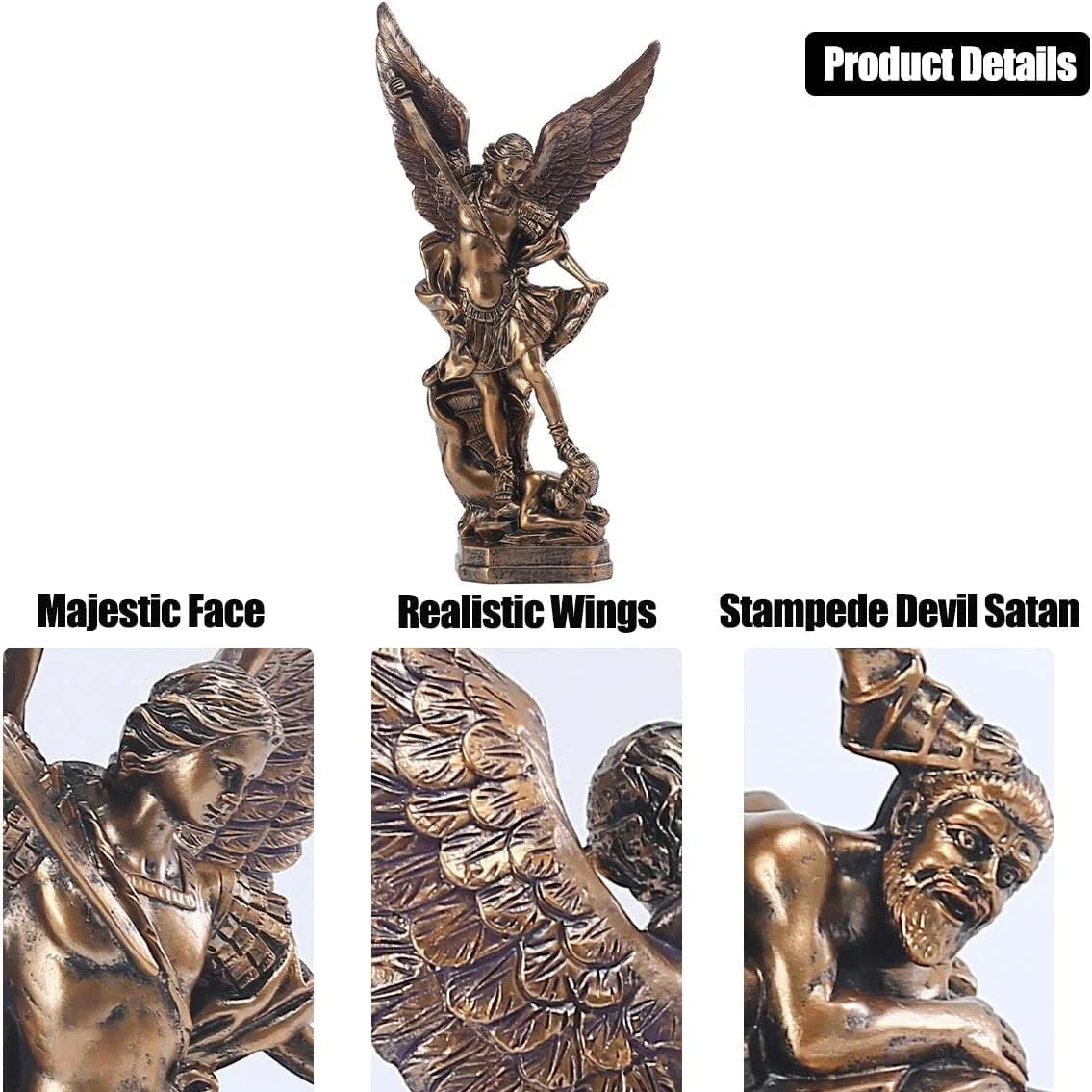 Arch Angel Michael Statue Spiritual Protection, Divine Protection, Handcrafted St. Michael Guardian Statue