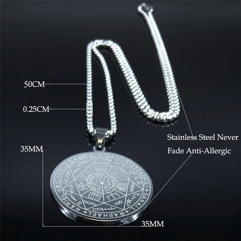 Seven Archangels Amulet Necklace – Seal of Solomon Talisman for Divine Protection